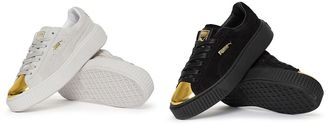 puma shoes gold and black